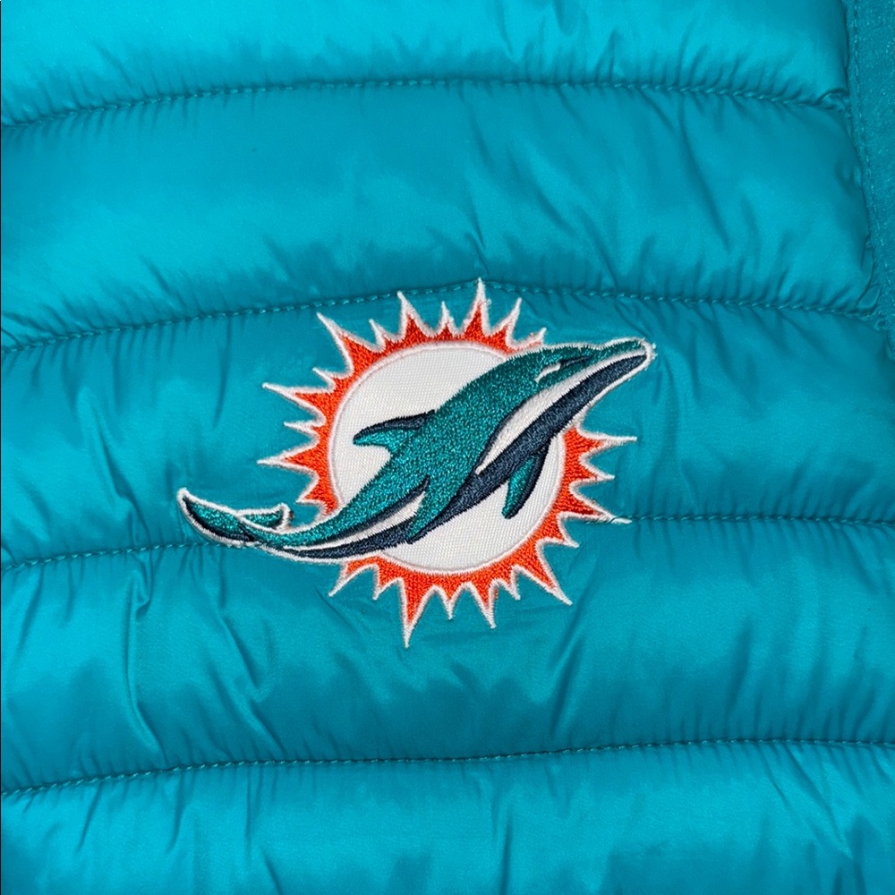 Miami Dolphins Teal and Orange Puffer Vest - Picture 3 of 7